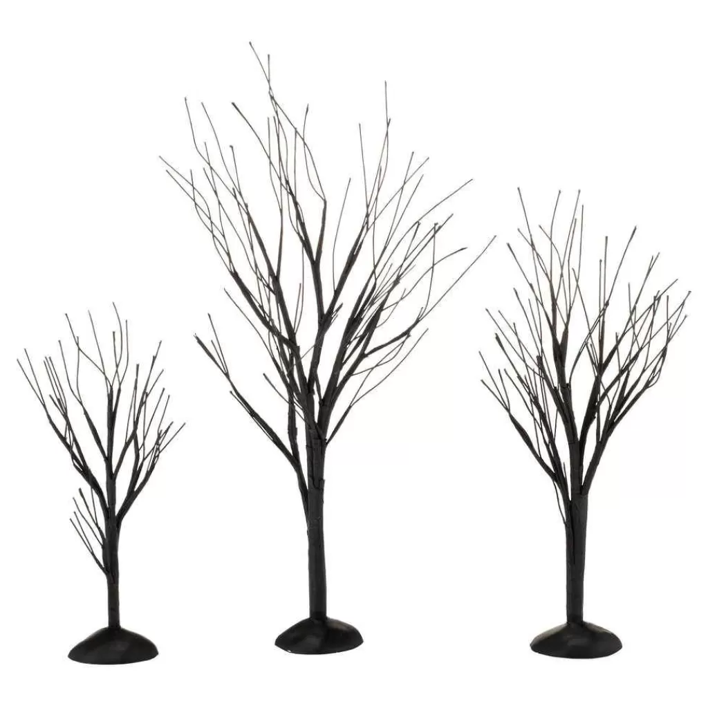 Department 56 Village Halloween Accessories-Black Bare Branch Trees, St/3