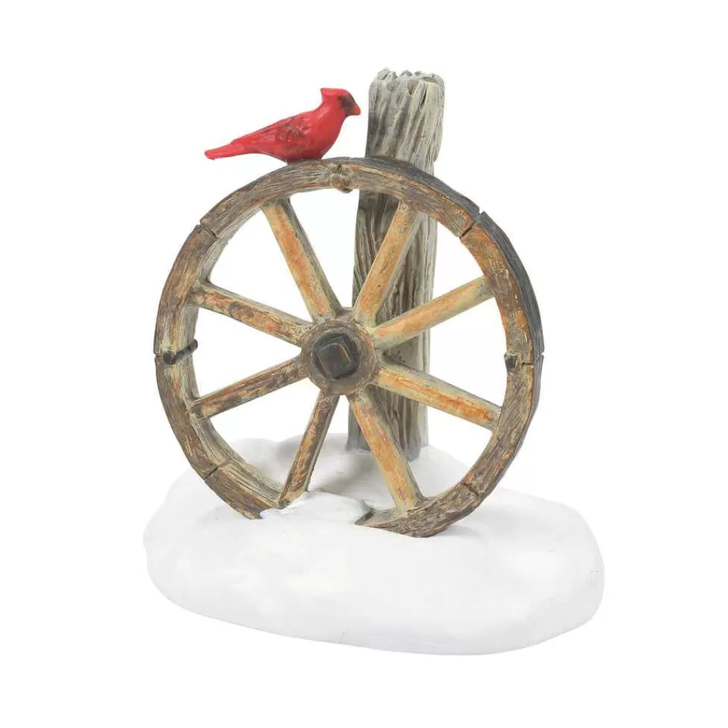 Department 56 Village Accessories-Cardinal Christmas Wagon Wheel