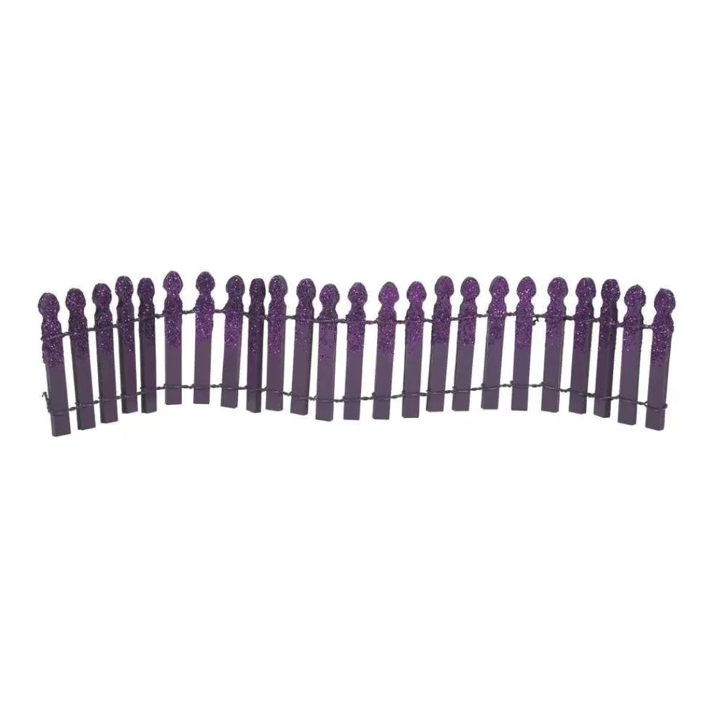 Department 56 Village Halloween Accessories-Ghoulish Purple Glitter Fence