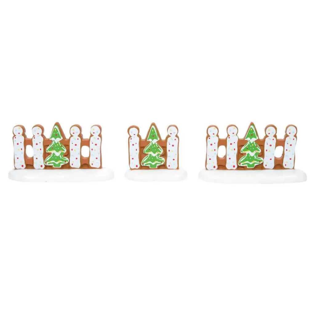 Department 56 Village Accessories-Gingerbread Xmas Fence St/3