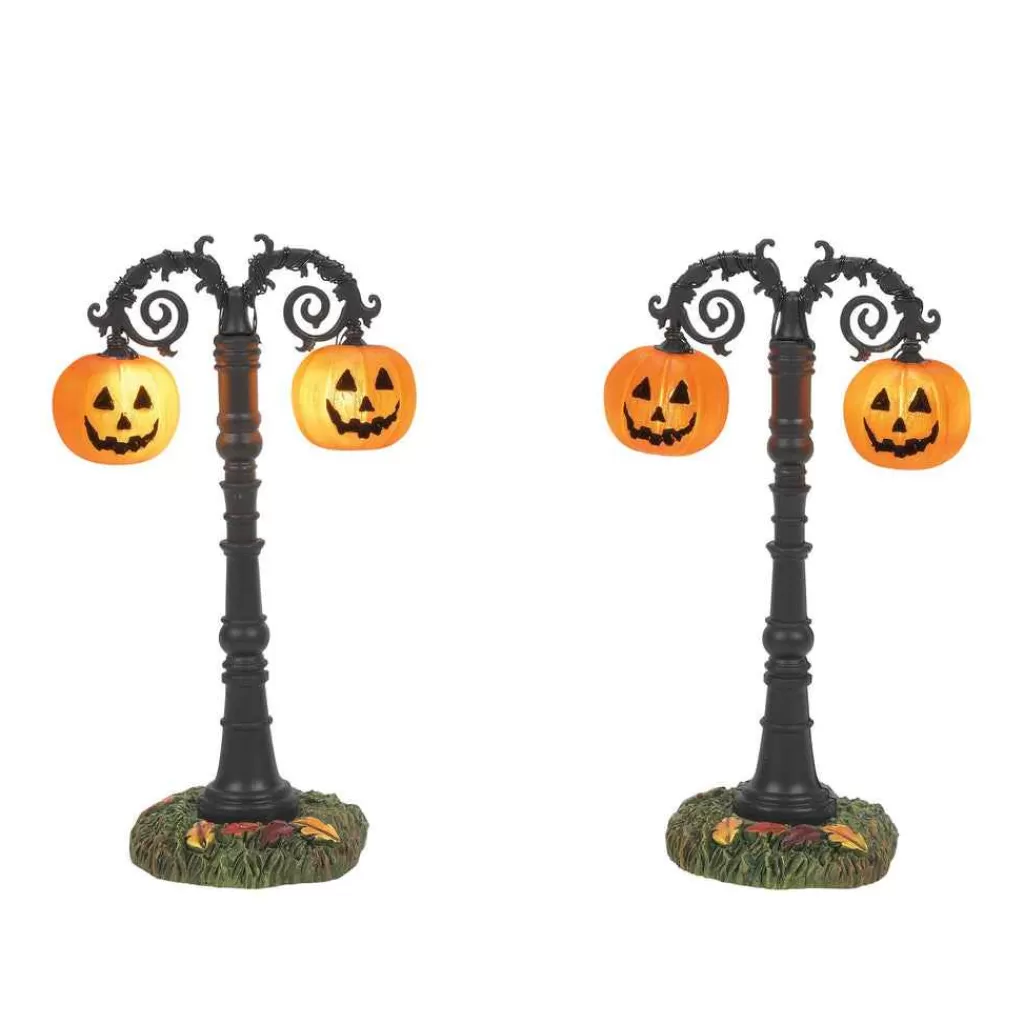 Department 56 Village Halloween Accessories-Hallows Eve Lit Street Lamps