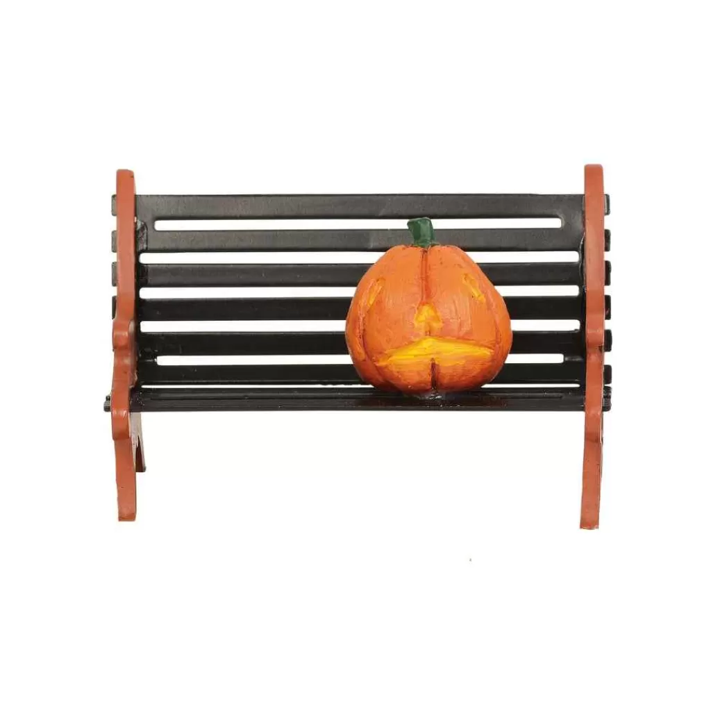 Department 56 Village Halloween Accessories-Haunted Pumpkin Bench