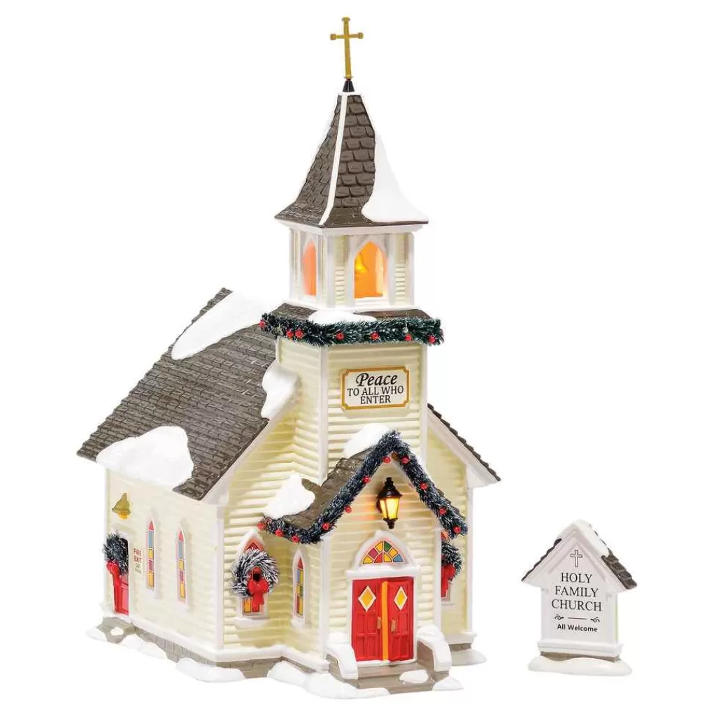 Department 56 Original Snow Village-Holy Family Church, Set Of 2