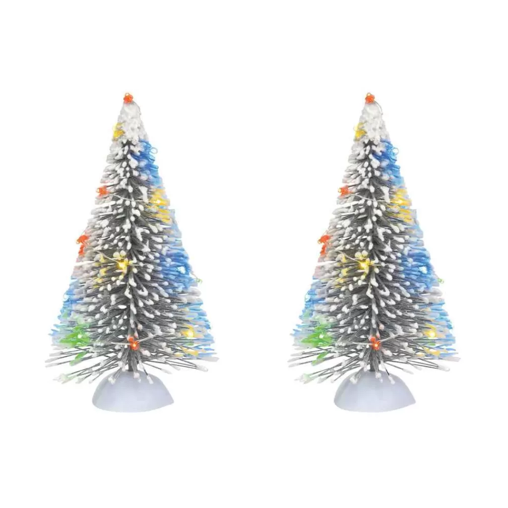 Department 56 Village Accessories-Lit Frosted Wht Sisal Tree Set