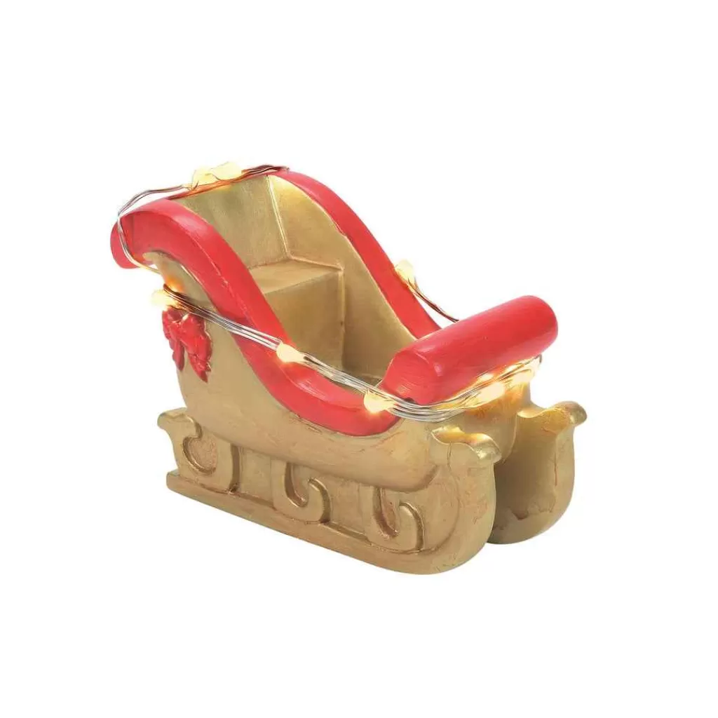 Department 56 Village Accessories-Lit Santa'S Golden Sleigh