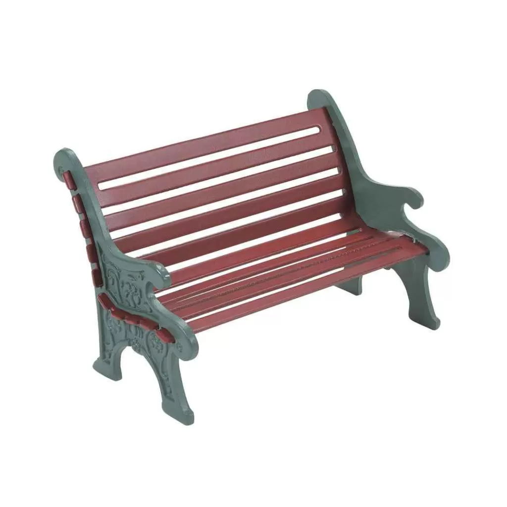 Department 56 Village Accessories-Red Wrought Iron Park Bench