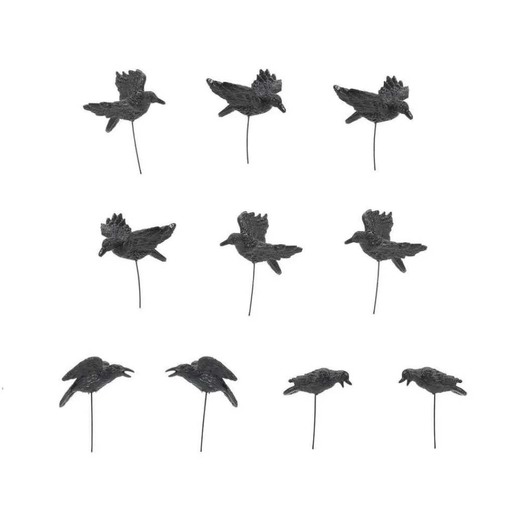 Department 56 Village Halloween Accessories-Set Of 10 Halloween Crows