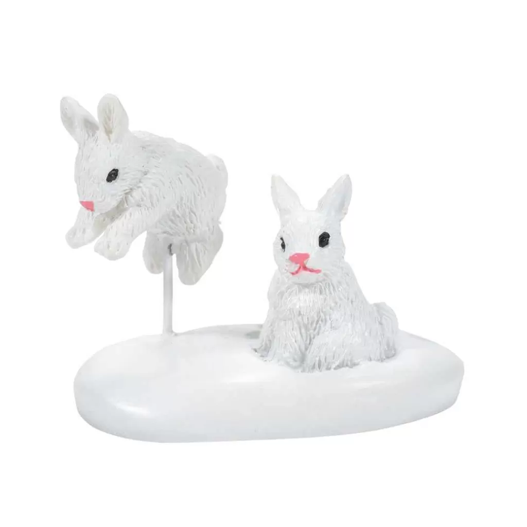 Department 56 Village Accessories-White Christmas Bunnies