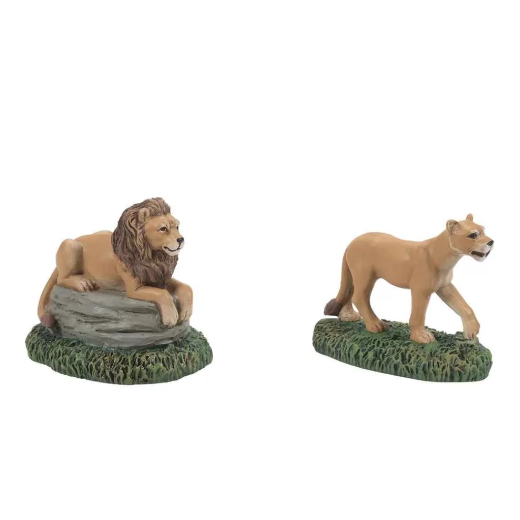 Department 56 Village Accessories-Zoological Gardens Lions St2